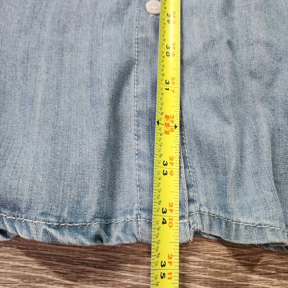 NWT ZILCREMO Blue Chambray Button Down Denim Shirt Dress Short Sleeve Medium - Picture 7 of 12